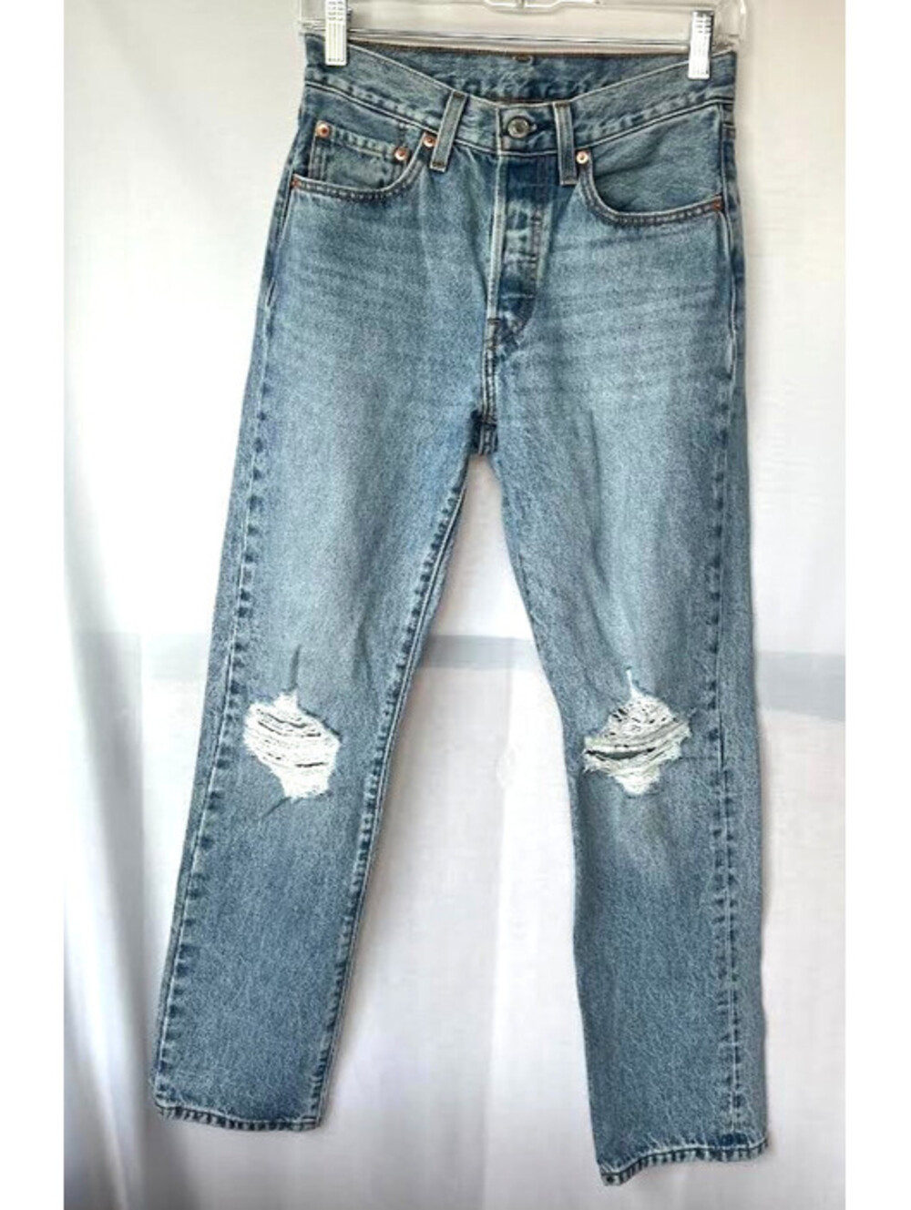 Levi's 501 Women's Jeans, Size W26 x L30, Button Fly, Distressing, Rips
